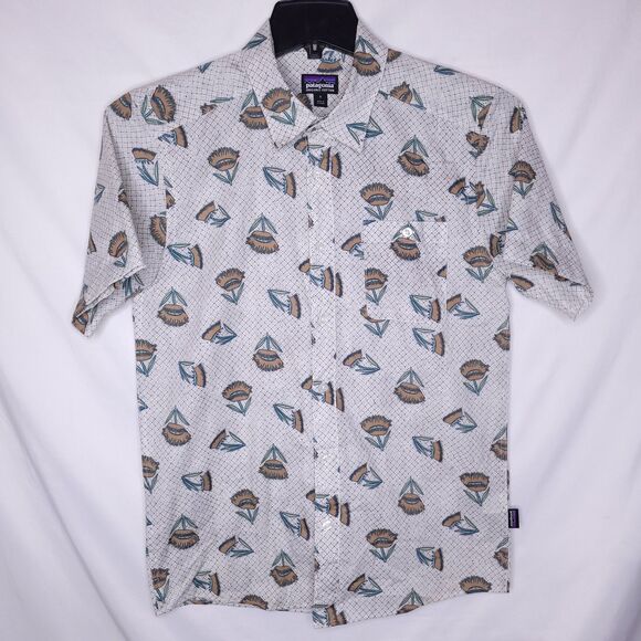Patagonia Shirt Mens Small Floral Go To Sienna Clay Button Down Organic Cotton - Picture 2 of 11